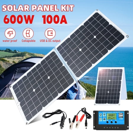 50W 18 Volt Folding Solar Panel, Portable Solar Panel Charger With Charge Controller, Solar Panel Kit Suitable for Rv/Car/ Boat/ Greenhouse/Dry Camping/ Garde /Shed