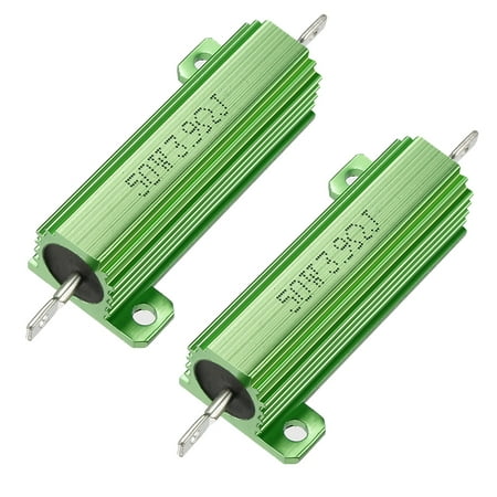 50W 3.9 Ohm Aluminium Housing Chassis Mount Wirewound Power Resistor Green 2pcs