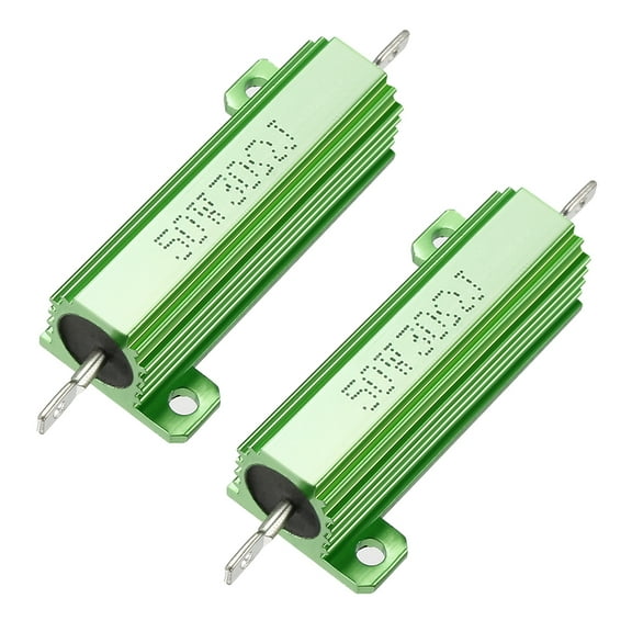 50W 30 Ohm Aluminium Housing Chassis Mount Wirewound Power Resistor Green 2pcs