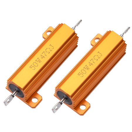 50W 47 Ohm Aluminium Housing Chassis Mount Wirewound Power Resistor Glod 2pcs