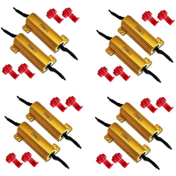 50W 6Ohm LED Load Resistors for LED Turn Signal Lights or LED License Plate Lights 4 pair Fix Hyper Flash, Warning Cancellor
