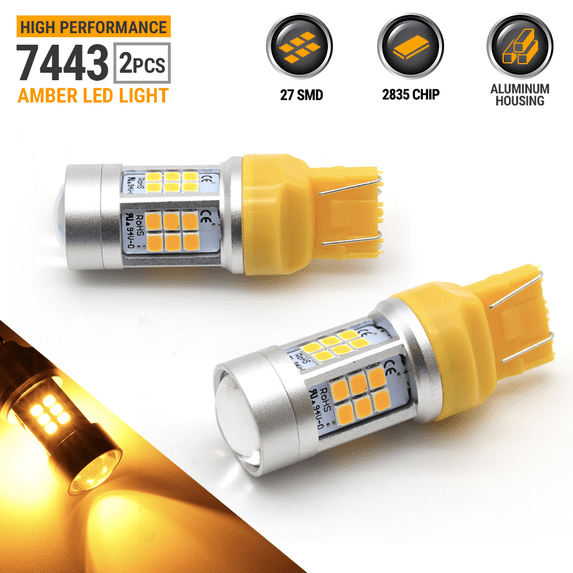 50W 7443 LED Amber Yellow Front Turn Signal Parking DRL High Power Light Bulbs