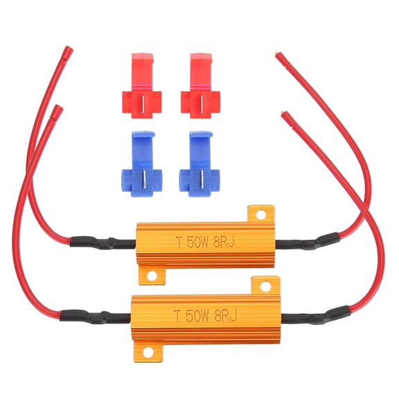 50W 8 Ohm LED Load Resistor Indicator Signal Blinker Fix Flasher Relay Decoder Wire Kit (2 Pcs / 1 Pair)