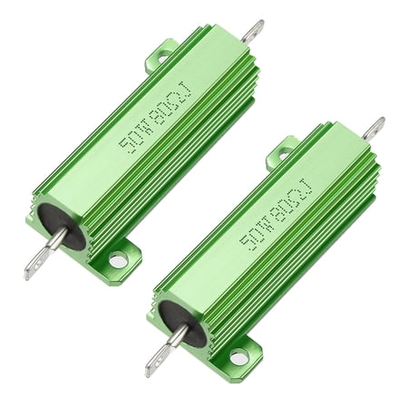 50W 80 Ohm Aluminium Housing Chassis Mount Wirewound Power Resistor Green 2pcs