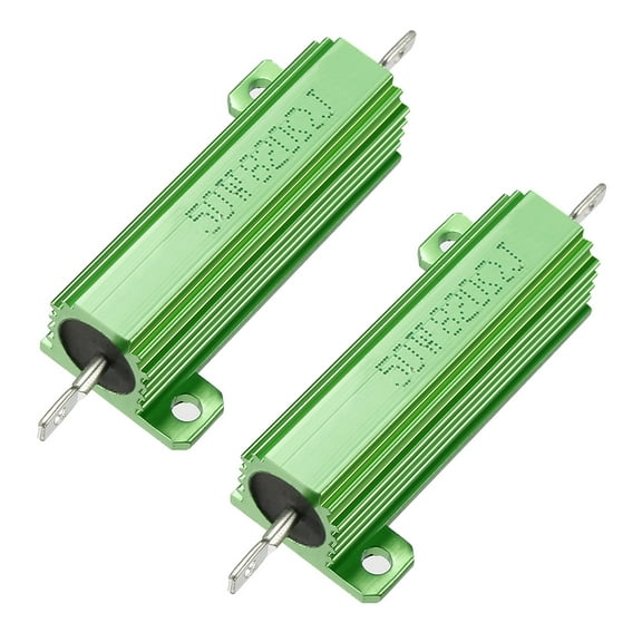 50W 820 Ohm Aluminium Housing Chassis Mount Wirewound Power Resistor Green 2pcs