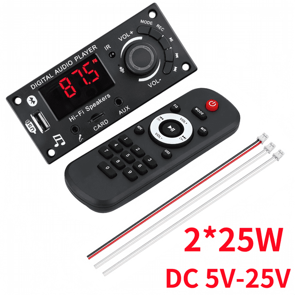 50W DIY Amplifier Bluetooth 5.0 Decoder Board 12V Microphone FM Radio TF USB AUX Car Music Player Speakers Volume Control