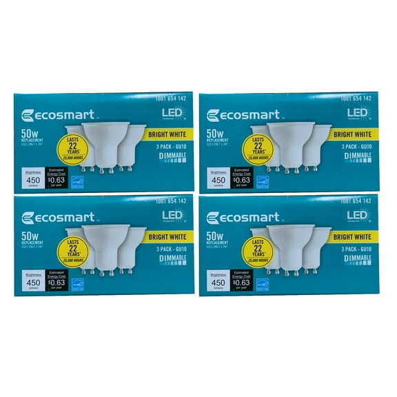 50W Equivalent Bright White MR16 GU10 LED Light Bulb (3-Pack) (4 Boxes (12 Bulbs))