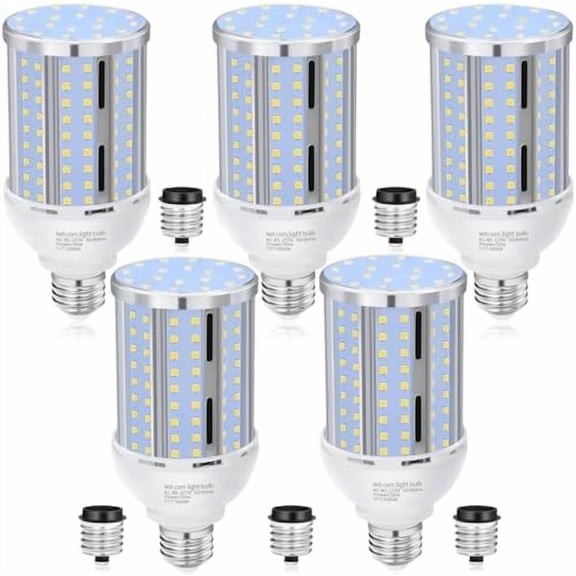 50W LED Corn Light Bulb(5 Pack),(490 Watt Equivalent) Fanless E26/E39 Medium/Large Mogul Base LED Cob Lamp 5000K Daylight 6,200LM for Outdoor Indoor Garage Warehouse Factory Workshop Street Backyard