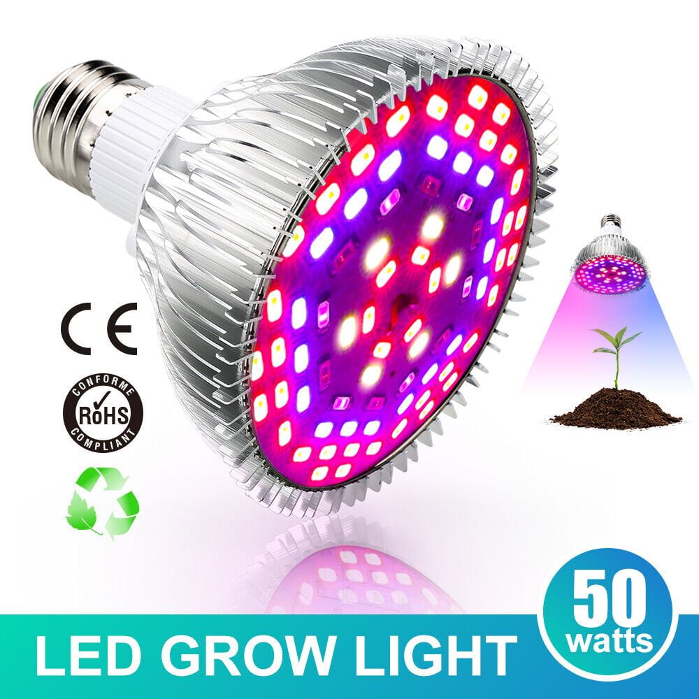 50W LED Grow Light Bulbs Full Spectrum, 78 LEDs Plant Light Bulb for