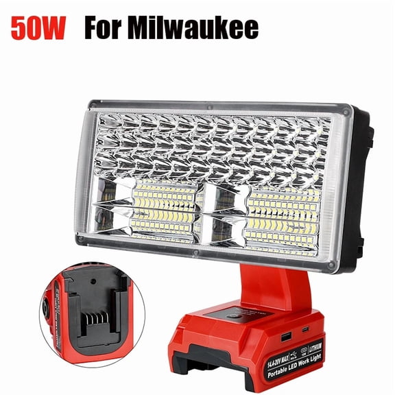 50W LED Portable Work Light for Makita/DeWalt/Milwaukee/Bosch/Ryobi/Black & Decker/Craftsman18V Battery Outdoor Tools