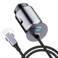 thumbnail image 1 of 50W Metal Mini 12V/24V USB Car Charger, Dual Ports [20W PD Port & 4ft 30W Lightning Charging Cable] Fast Charging USB C Car Charger Adapter for iPhone, Samsung, iPad Etc, 1 of 8