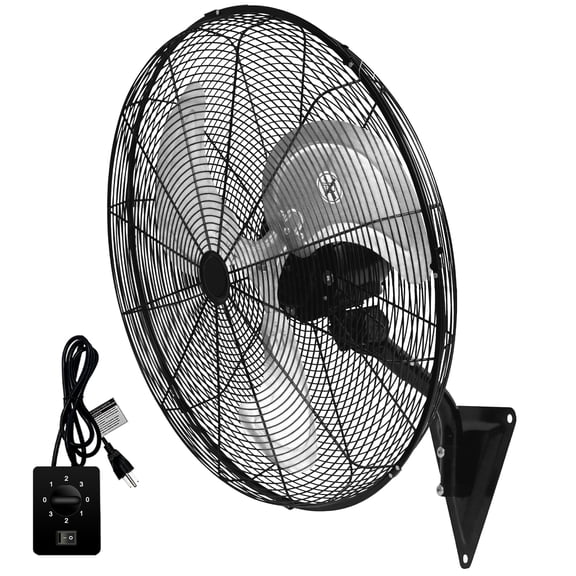 22" Wall Mounted Fan with 3 Speed Industrial Wall Fan Up to 7000 CFM, Quiet Oscillating Fan for Garage, Garden, Warehouse, Canteen, Black