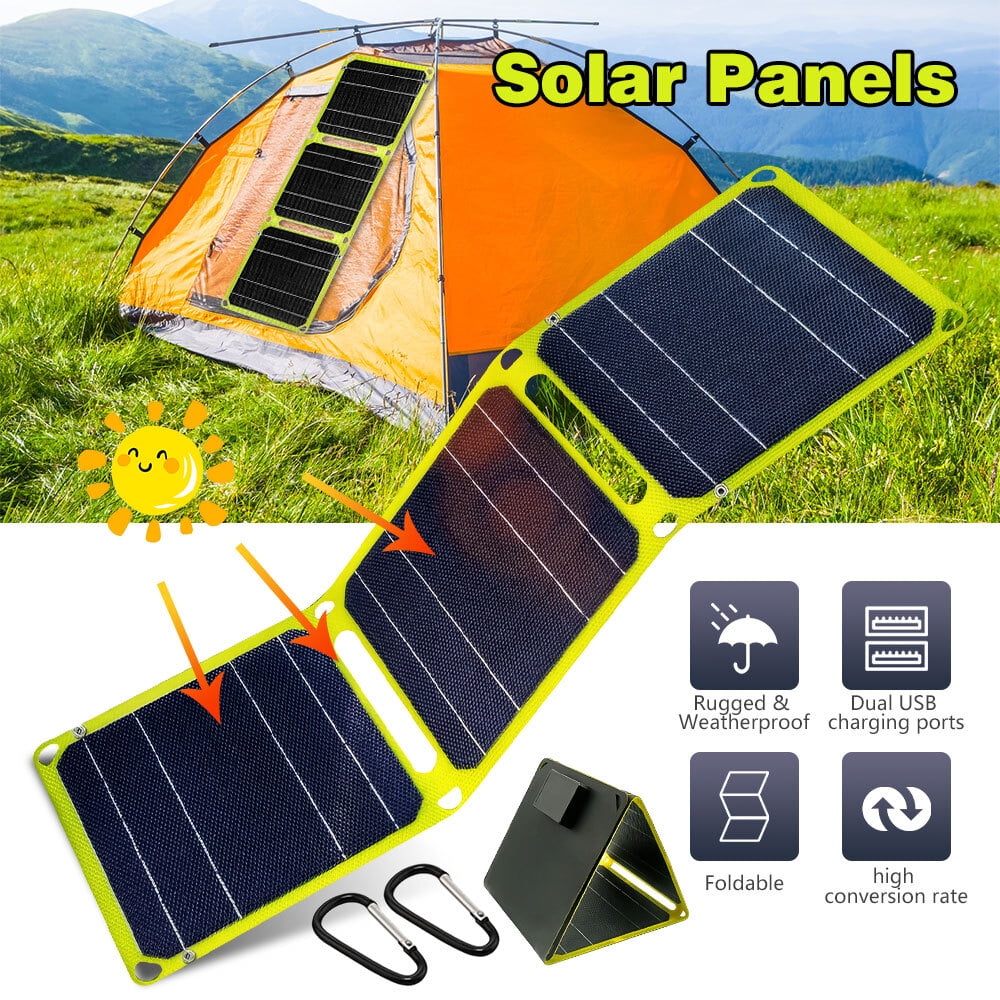 50W Portable Foldable Solar Panel, KEPEAK Solar Charger with USB Outputs for Phones - Ideal for Rooftops, Outdoor Camping, and RVs