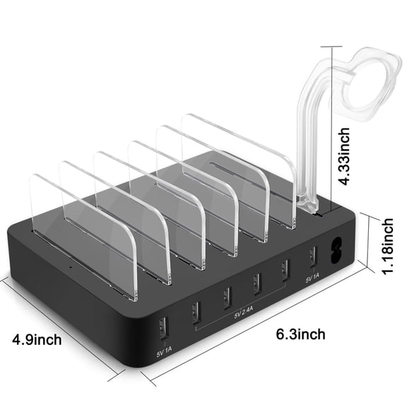 50W Portable Holder 6-Port USB Fast Charger Dock Station for iPhone i Pad iWatch