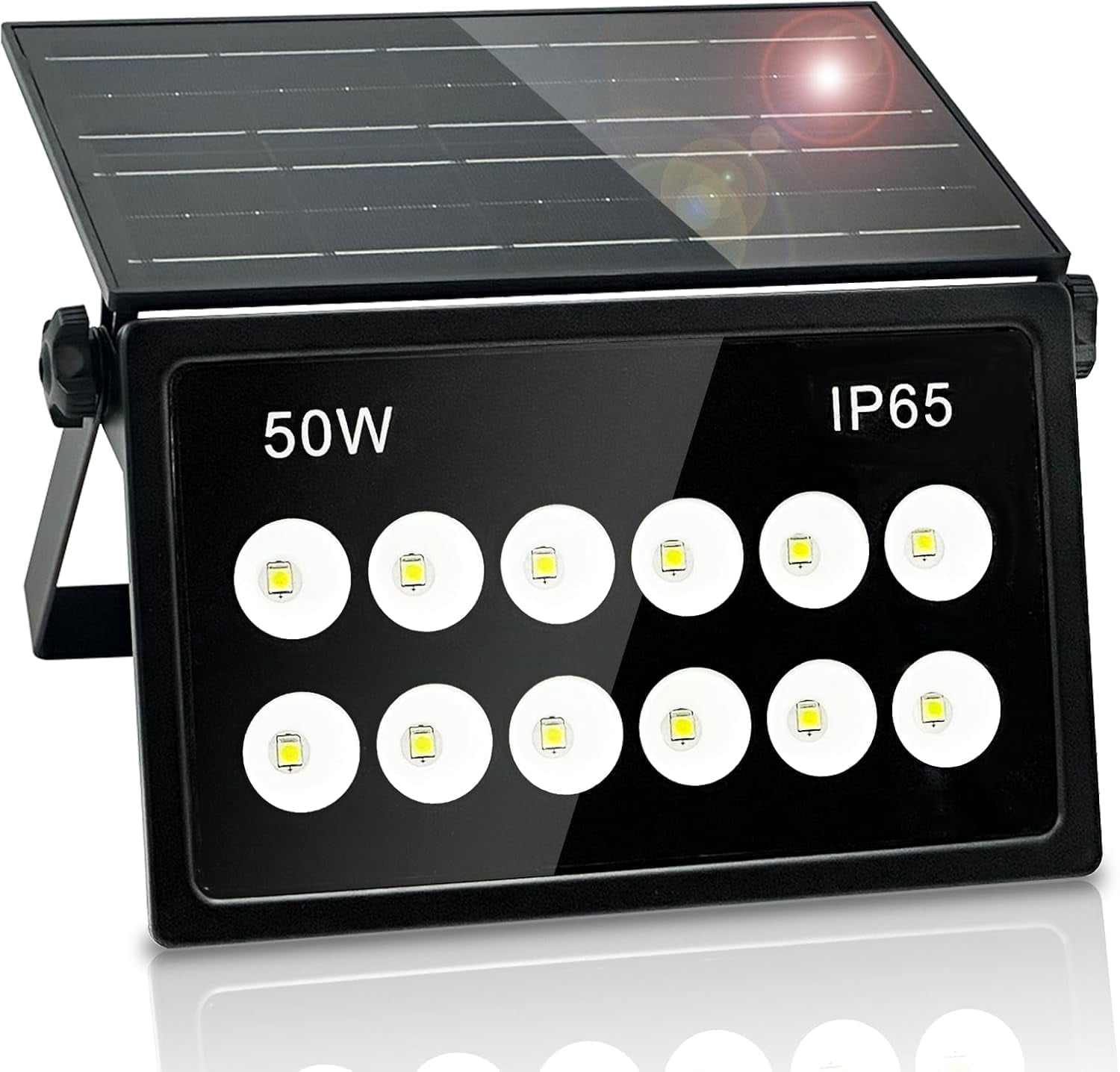 INDMIRD 50W Solar Security Lights, Solar Flood Lights, Solar Lights Outdoor Waterproof, Dusk to Dawn Solar Powered Security Lights, 6500K Cool White, for Porch, Patio, Yard, Garage, Garden