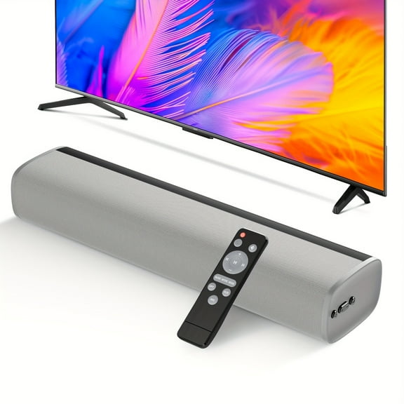 50W Wireless Soundbar - Bluetooth 5.0, HDTV ARC/Optical/AUX Inputs, Remote Included - Compact Home Theater for TV, PC, Tablet - Bass Enhanced, Black