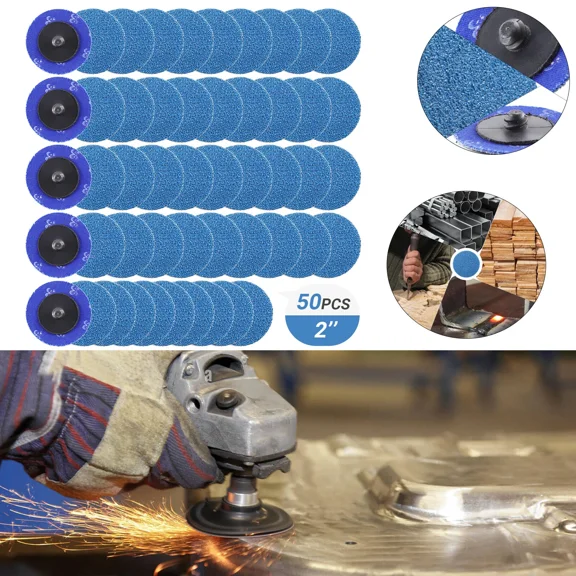 50X 2" 36 Grit Zirconia Roll Lock Die Grinder Quick Change Sanding Grinding Disc