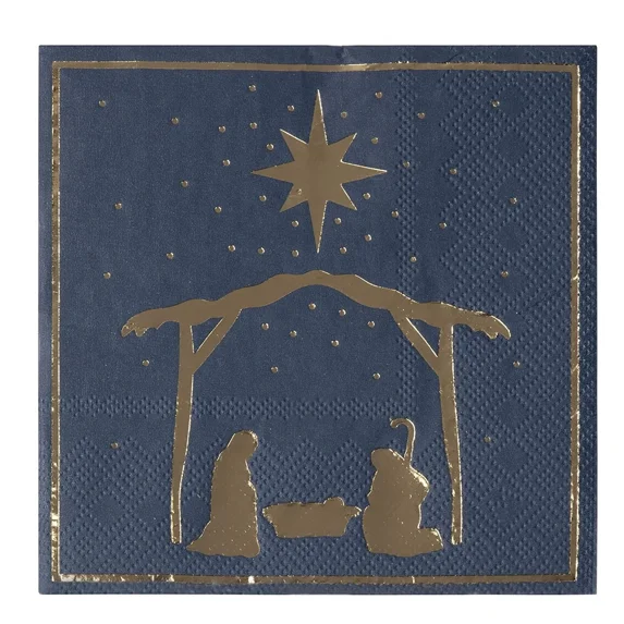 50X Christmas Cocktail Napkin Paper Disposable For Party, 5X5" Nativity Of Jesus