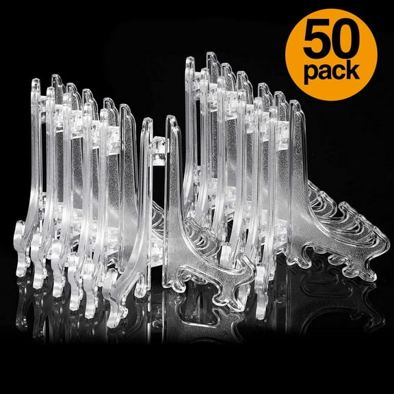 50X Clear Plastic Easel Stand Display Stand Photo Place Trading Card Stand 3"
