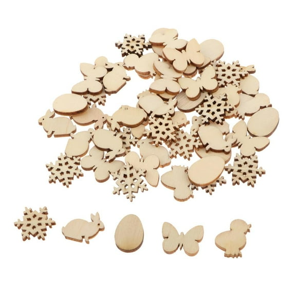 50X Natural Wooden Cutouts Unfinished Wood Slices Rustic Unpainted Wooden Pieces Embellishments diy for crafts Party Ornaments