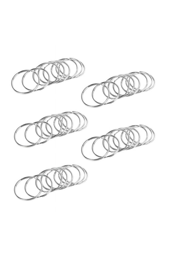 50X Quality 50mm Keyring Split Ring Set Heavy Duty Large Nickel Key Loop Sprung Hoop