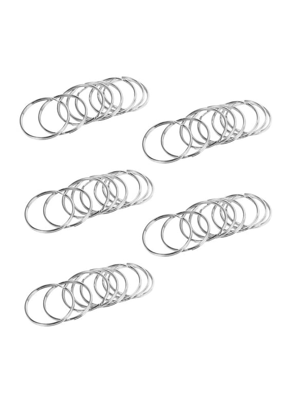 50X Quality 50mm Keyring Split Ring Set Heavy Duty Large Nickel Key Loop Sprung Hoop
