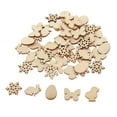 thumbnail image 1 of 50X Unpainted Wooden Wood Pieces Cut Cutouts Wooden Ornaments Craft, 1 of 7