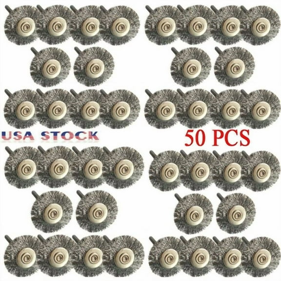 50X Wire Brush Fit Dremel Rotary Tool Stainless Steel Die Grinder Removal Wheel