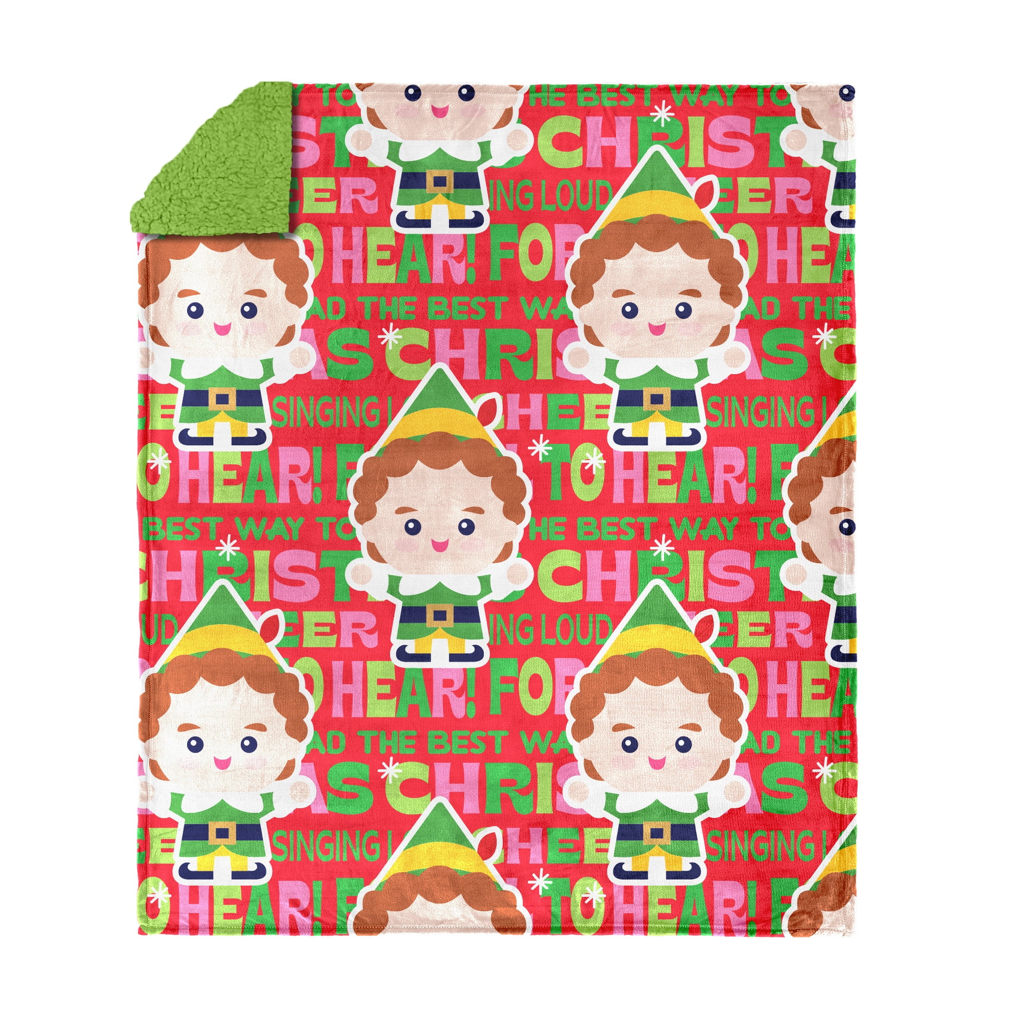 Elf Christmas Cheer Silk Touch Throw Blanket with Sherpa Reverse 50 x 60 inches