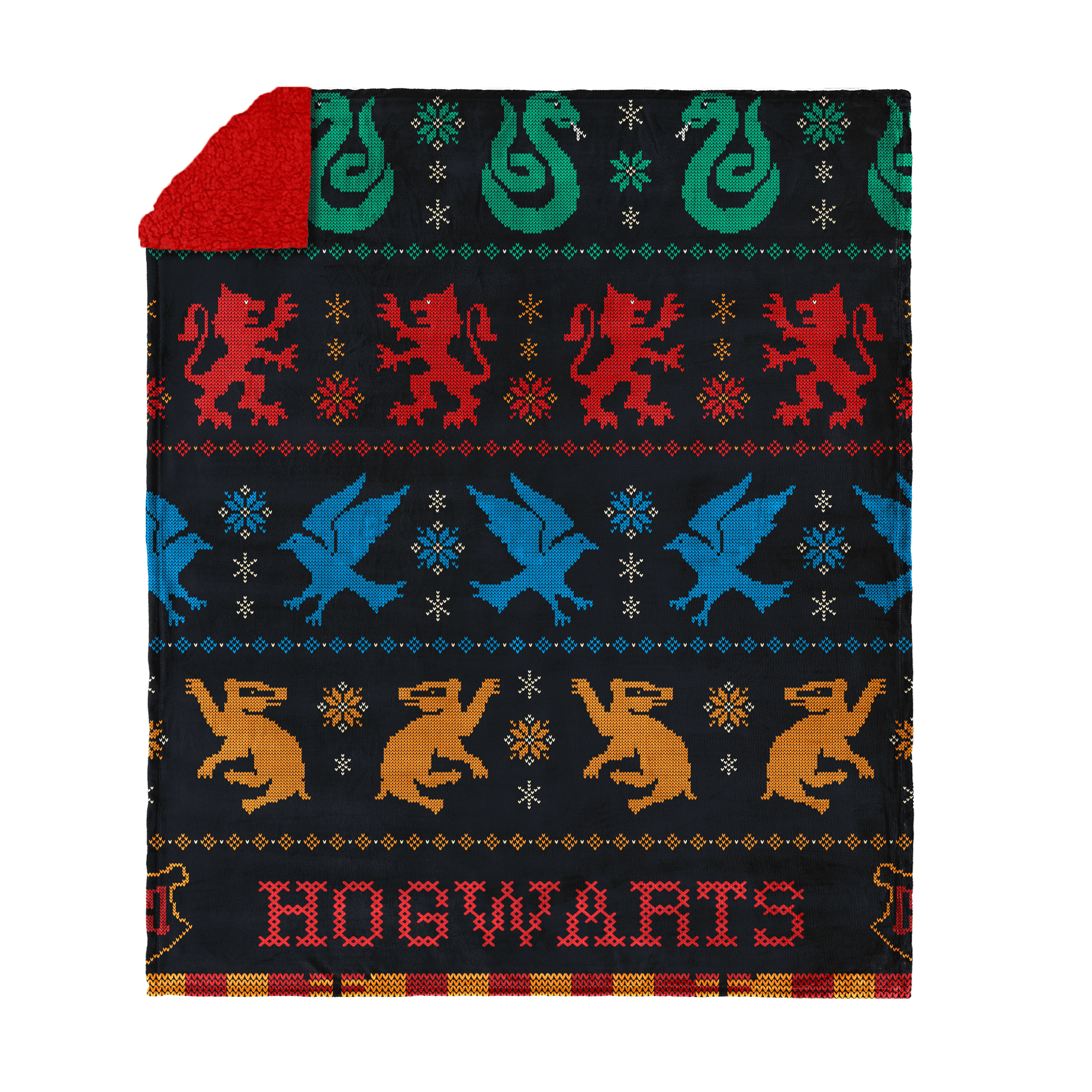 Harry Potter Winter Houses Silk Touch Throw Blanket with Sherpa