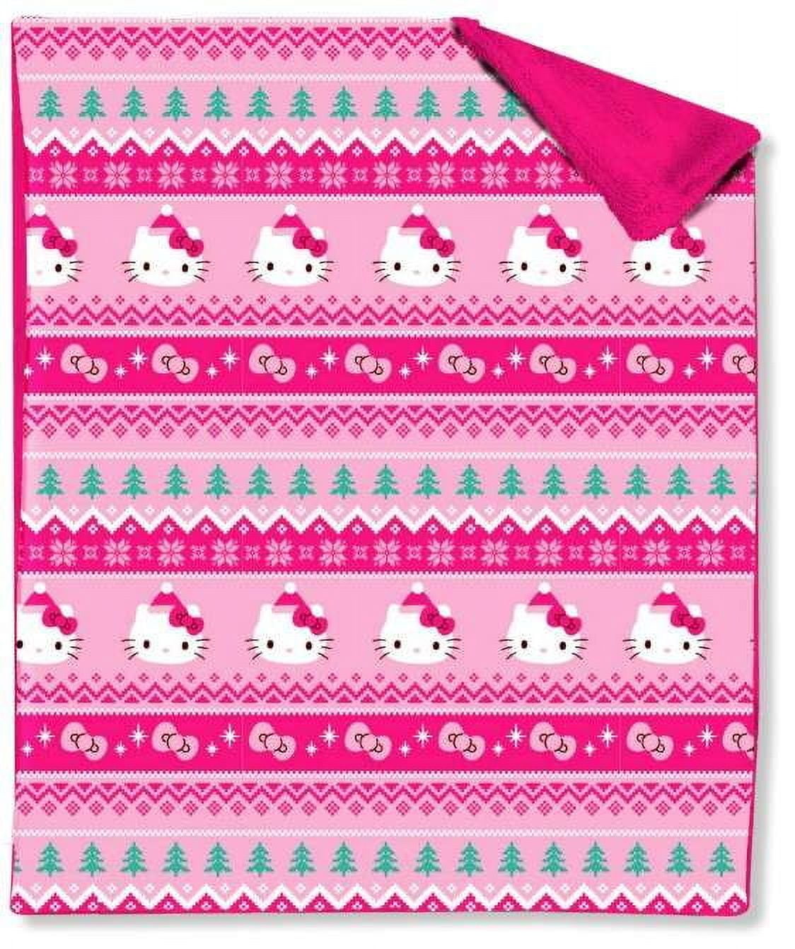 Hello Kitty Fair Isle Hello Silk Touch Sherpa Throw Blanket 50x60 inches