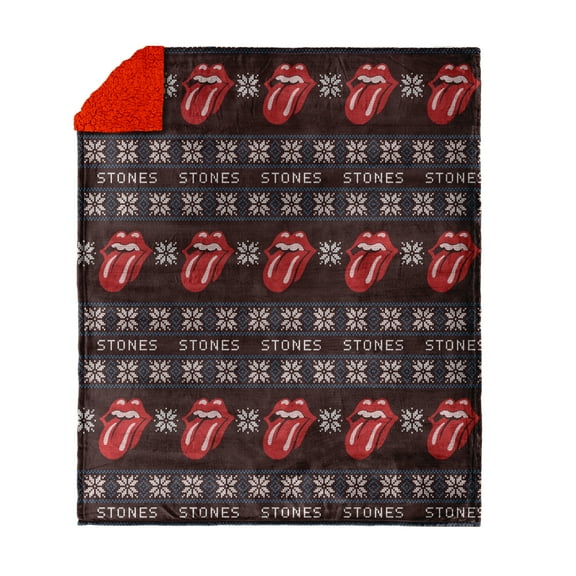 Rolling Stones Holiday Sweater Silk Touch Throw Blanket with Sherpa Reverse 50 x 60 inches