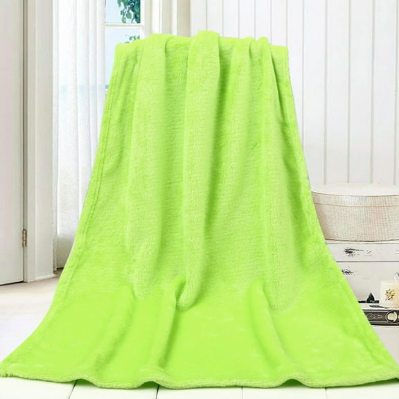 50X70CM Fashion Solid Soft Throw Kids Blanket Warm Coral Plaid Blankets Flannel/ Solid Color Flannel Blanket, Small Blanket, 50X70Cm, Green (Light Green).