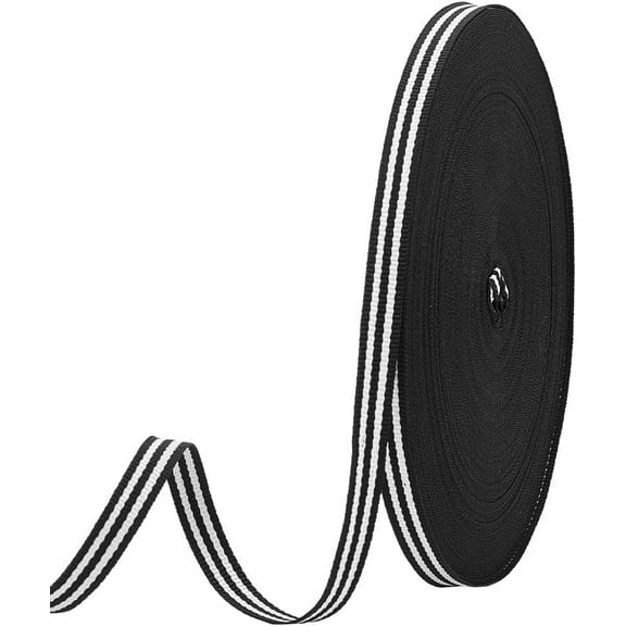 50yards Black White Striped Ribbon 3/8 inch(10mm) Wide Classic Grosgrain Striped Ribbon Fabric Trim for Gift Wrapping Party Decor Valentine Wedding Bouquet Garland Crafts Sewing