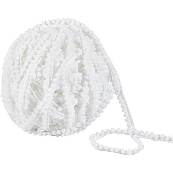 50Yards Mini Pom Poms Trims 3/8 inch Ball Fringe Trim Sewing Ribbon Crafts Pompoms Tassel Lace White