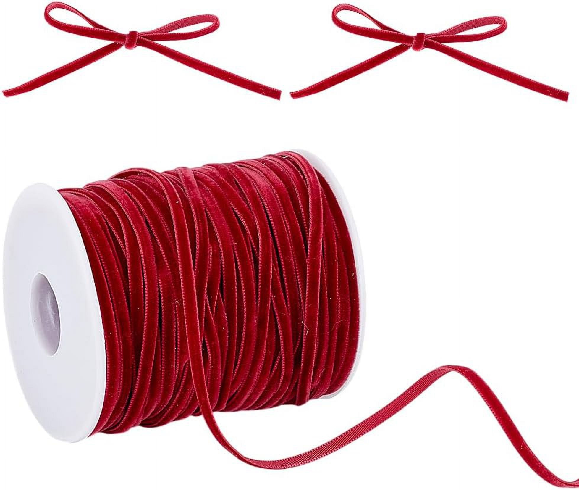 50Yards Single Face Velvet Ribbon Dark Red 1/8 inch(3.2mm) 50yards/set ...