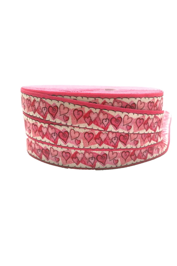 50Yards/lot Cute Heart Printed Fold Over Elastic Ribbon Stretchy Transfer Ribbon Craft DIY Gift Wrapping Headwear Hair Tie Hair Accessory