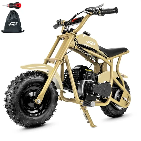 50cc 2-Stroke Kids Dirt Bike, Gas Powered with Pull Start, No Oil Mixing (Oil-Injection), Rear Disc Brake, Up to 20 MPH, 165 lb Capacity, for Teens 13+