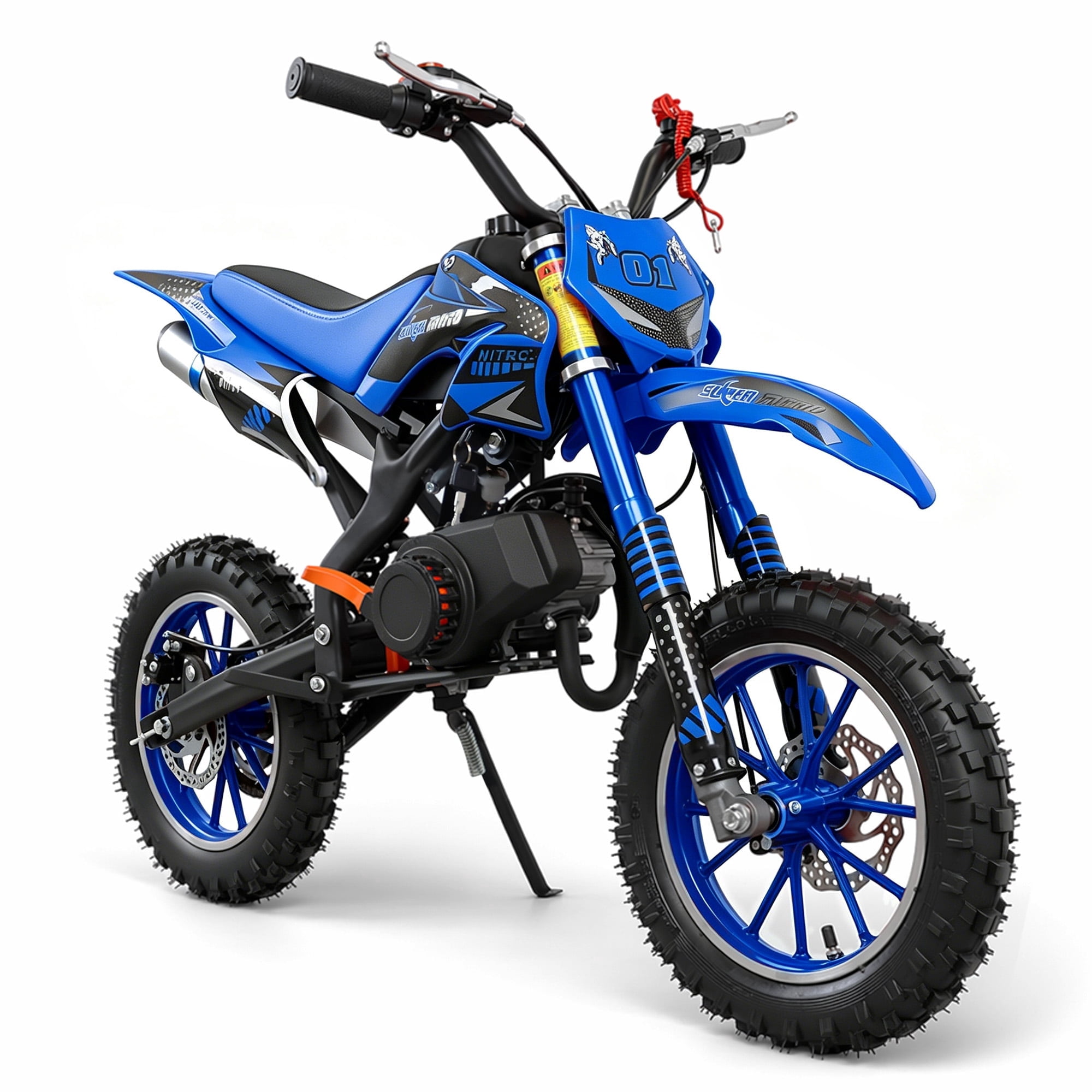 50cc Dirt Bike, 2 Stroke Gas Mini Bike for Kids 8-14 with Front Rear Disc Brakes, 10 Inch Off-Road Tires, Shock Absorption, Seat Height 23.6in, Max Speed 25mph, 2026 Upgraded, Red