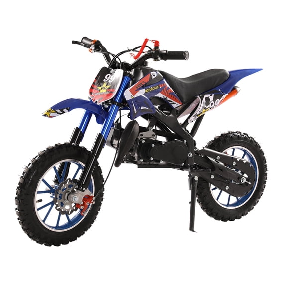 50cc Dirt Bike for Adults & Kids, 49cc Gas Bike Mini Motocross with 40MPH Speed, Off-Road Trail Bike with Front Rear Disc Brakes, Inflatable Off-Road Tires, Shock Absorption (Blue)