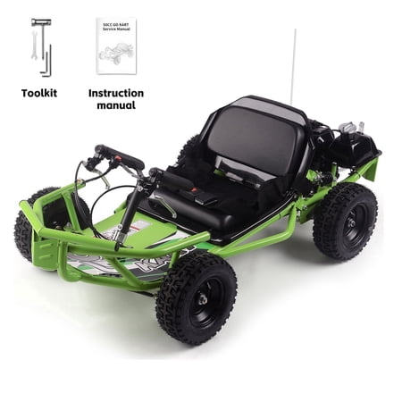 50cc Go Kart 2-Stroke Off-Road , 32 MPH Top Speed, Featuring Rear Suspension & Disc Brakes, Large 9.5" All-Terrain Tires, Max Load 185 lbs