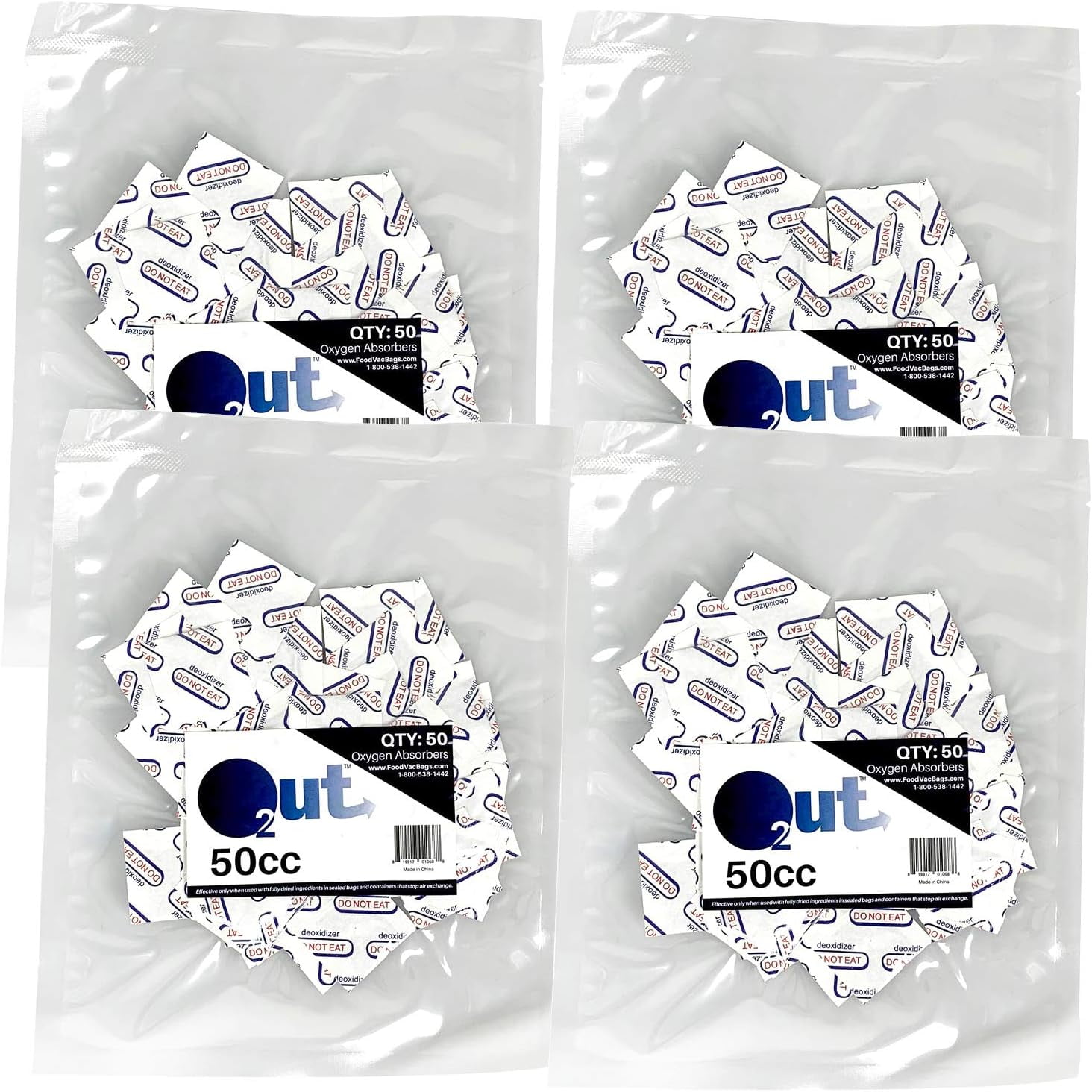 50cc O2 Out Oxygen Absorbers, Scavengers Packets, FoodVacBags Vacuum Sealer Bag or Mylar Bag