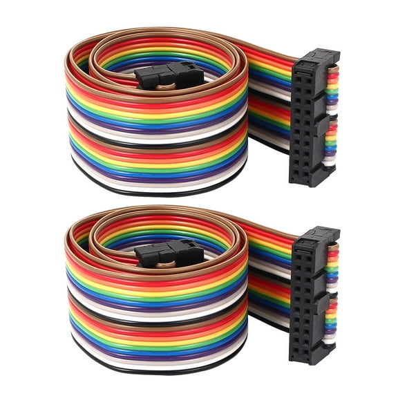 Uxcell 20 Pin 20 Way F/F Connector IDC Flat Rainbow Color Ribbon Cable Plastic for DIY 2 Pcs 19.7ft Length