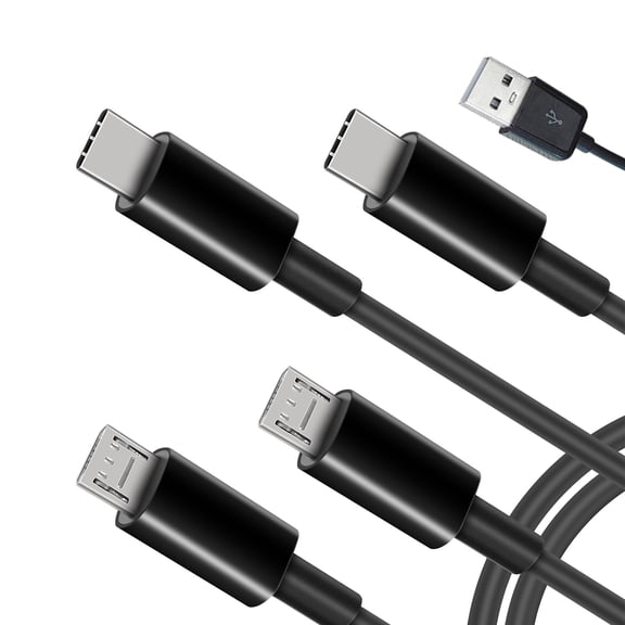 50cm 4-in-1 Charging Solution - USB to Double Type-C and Dual-micro USB Charging Cable Cord for Cell Phones Powerbanks