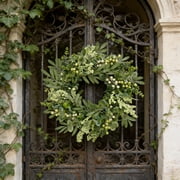 50cm Artificial Eucalyptus Leaf and Berry Wreath Decor, Realistic Plastic Hanging Wreath for All Seasons, Faux Botanical Garland, 1 Wreath Fade Resistant Plastic