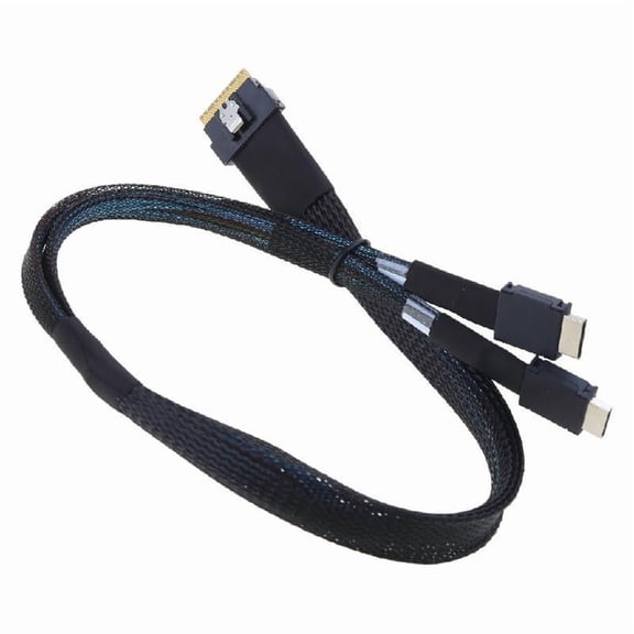 50cm Cable SFF-8654 8X to Oculink SFF-8611 4X for SlimSAS 8X to 2xOCulink 4X