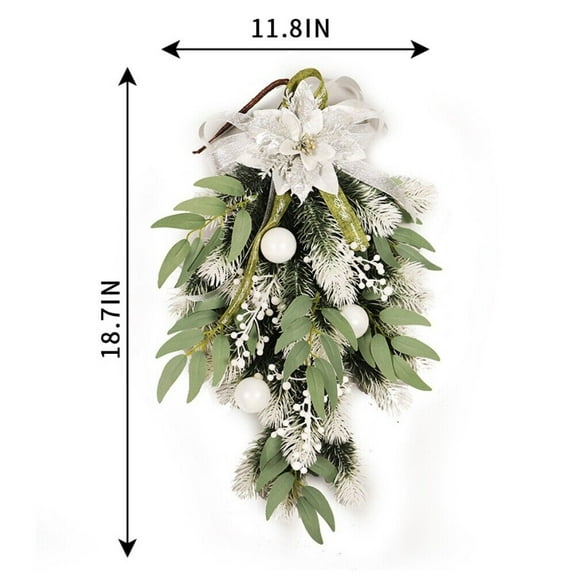 50cm Christmas Wreath Decoration For Front Door Ornaments Artificial Garland-white