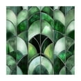 thumbnail image 1 of 50cm Green Fan Shaped Art Glass Window Film Static Cling Sticker Privacy Decal For Interior Doors Bathrooms Kitchens, 1 of 3