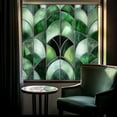 thumbnail image 1 of 50cm Green Fan Shaped Art Glass Window Film Static Cling Sticker Privacy Decal For Windows Doors Bathrooms Kitchens, 1 of 5