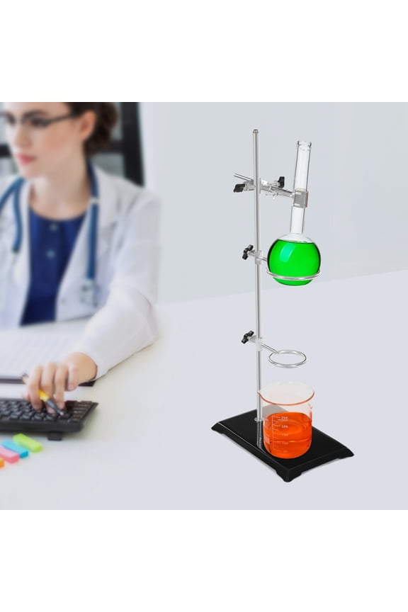 50cm Lab Stand Support Platform 2-Ring Condenser Clamp Stands Chemistry Holder